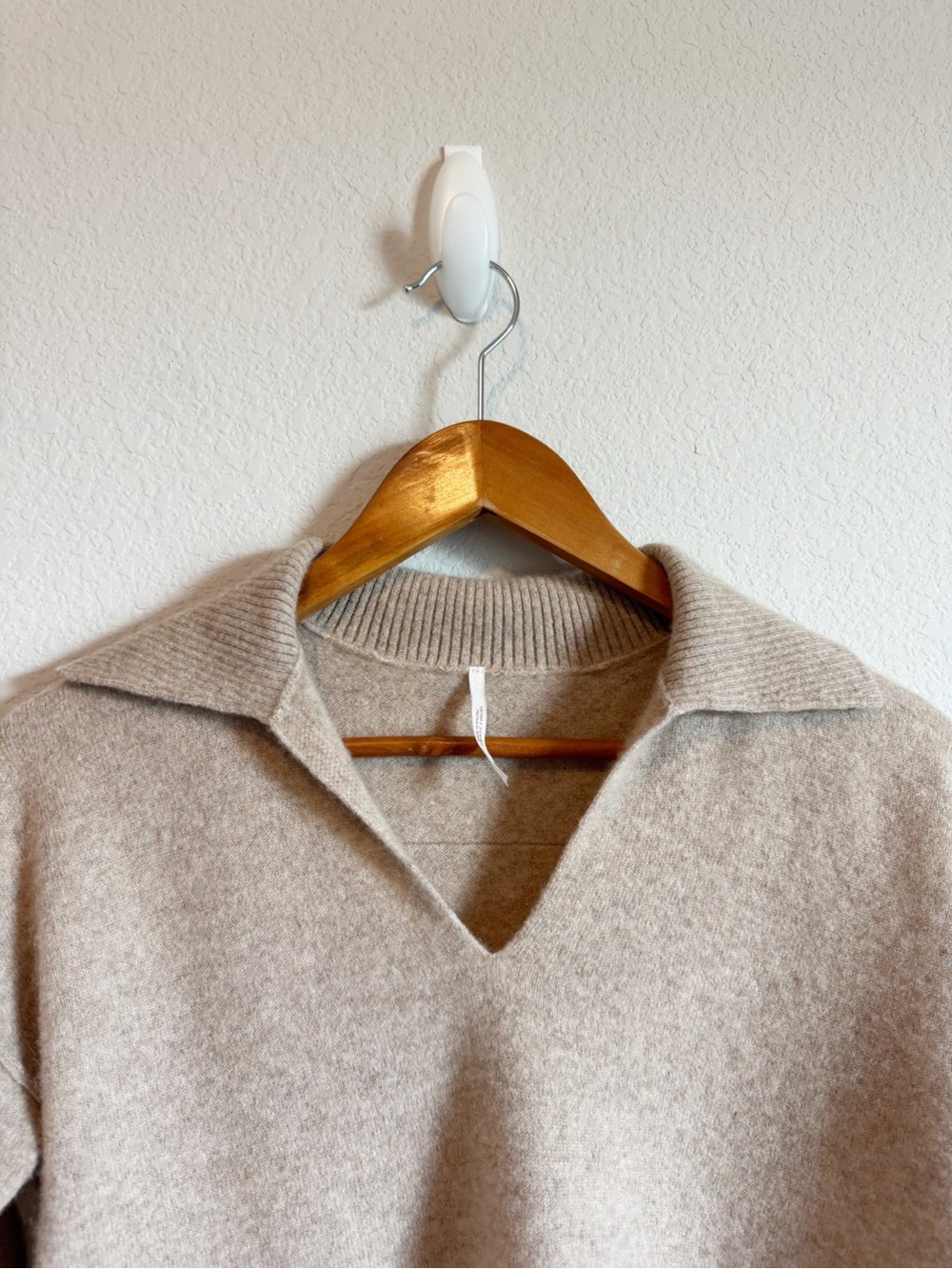 Free People Eloura Brown Tan Cashmere Henley Polo Sweater Size Small - Picture 3 of 8